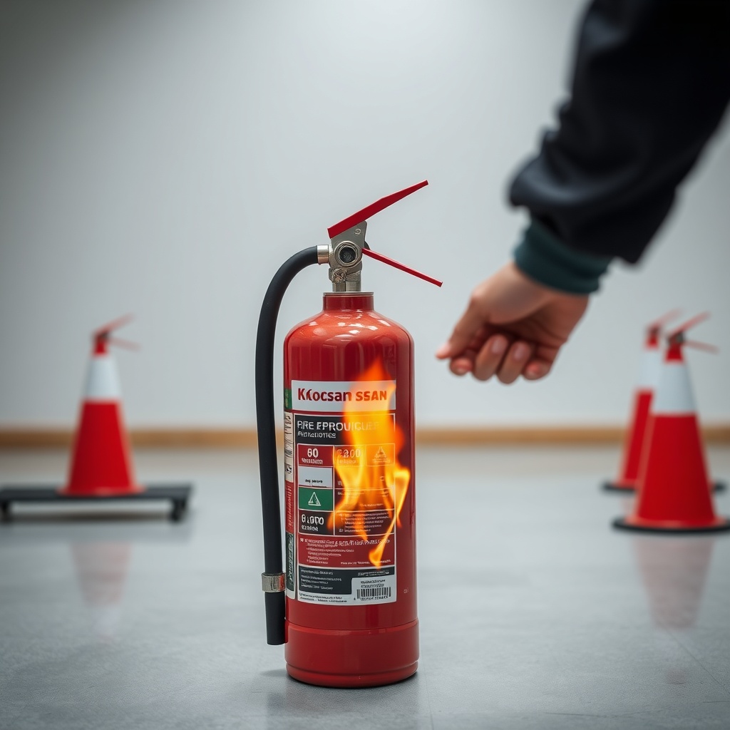 <A photorealistic photo of a person's hands demonstrating the proper use of a Koçsan 6 kg