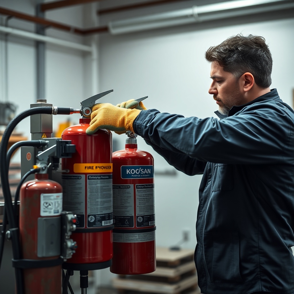 A clean photorealistic photo of a technician wearing safety gloves