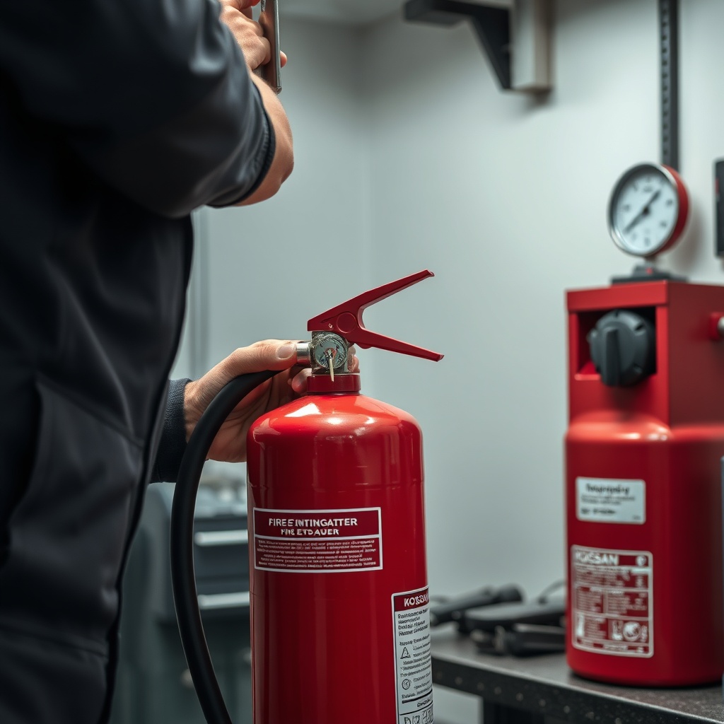 <photorealistic photo showing the interior of a service technician replacing the valve on
