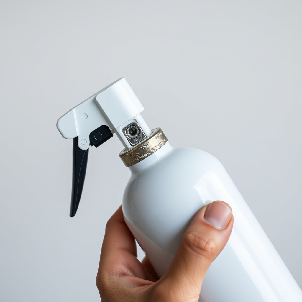 <clean photorealistic photo of a person holding a Küçükçalık 2 kg CO2 tüpü