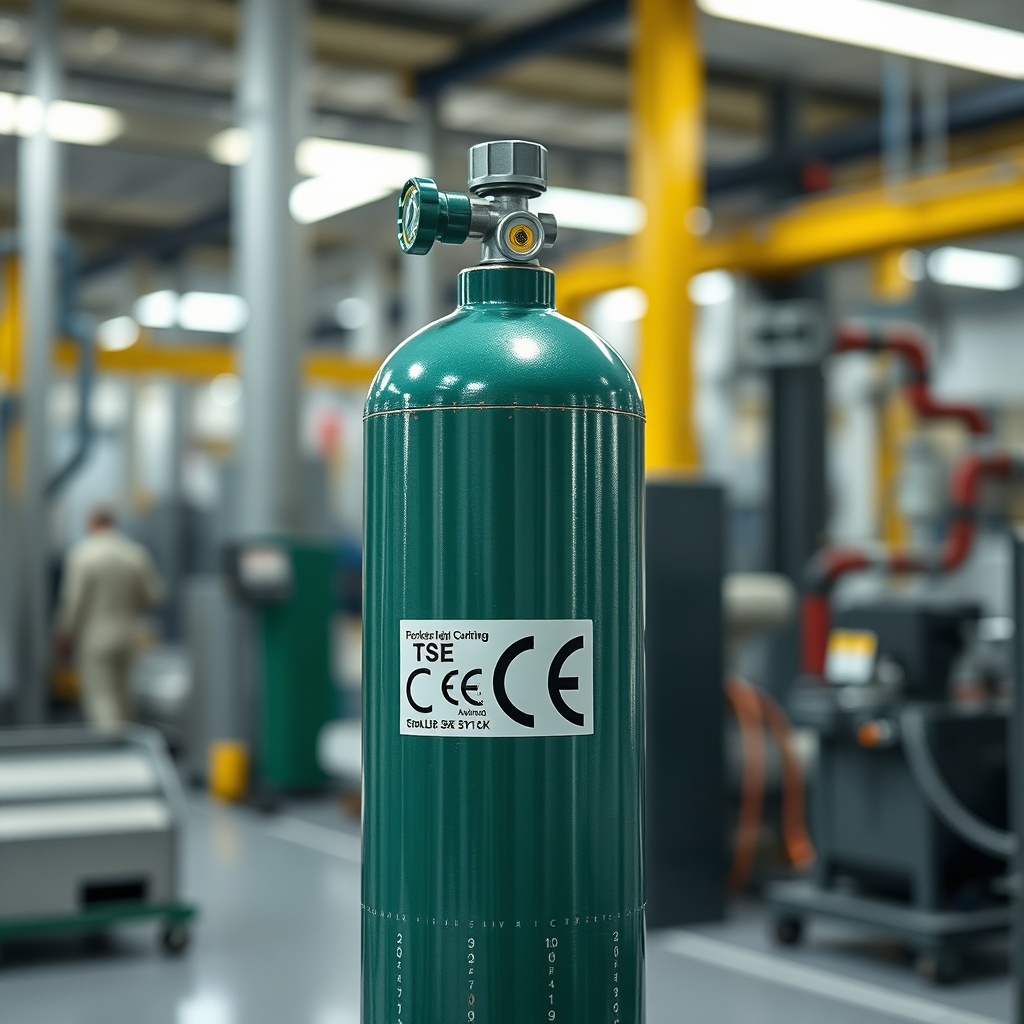 <clean photorealistic photo/illustration of a Küçükçalık CO2 tüpü with visible TSE and CE